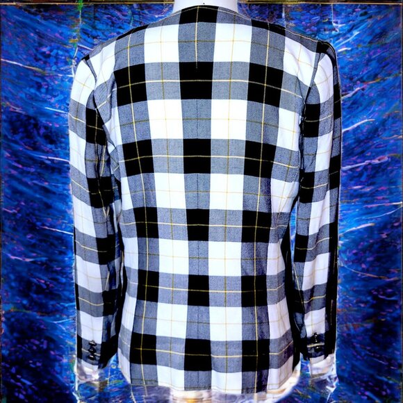 Kasper Plaid Blazer Jacket – Black, White & Yellow Check - Picture 3 of 9
